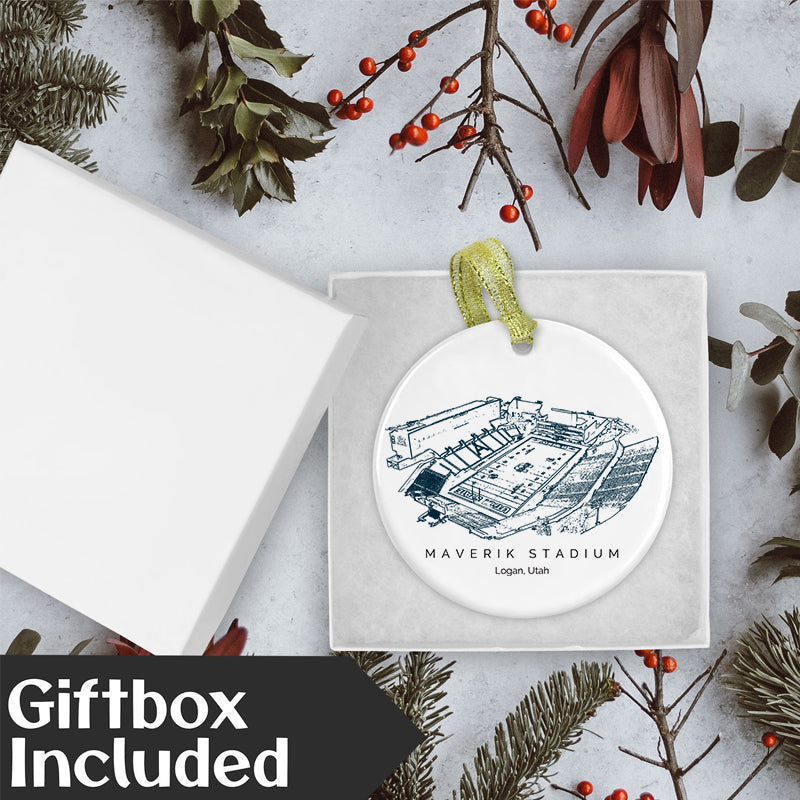 Maverik Stadium - Utah State Aggies football,College Football Ceramic Christmas Ornament