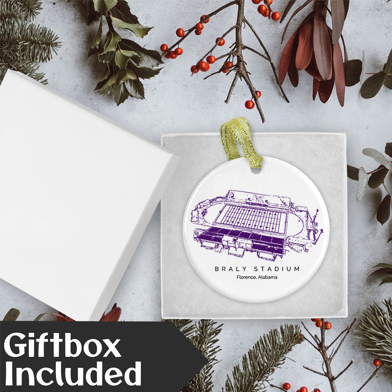 Braly Stadium - North Alabama Lions football,College Football Ceramic Christmas Ornament