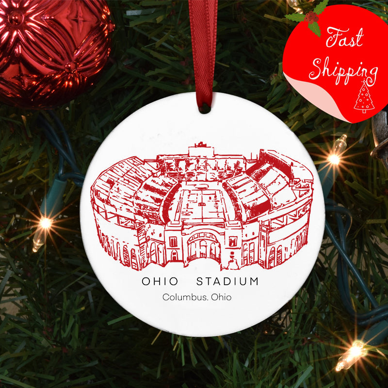 Ohio Stadium - Ohio State Buckeyes football, College Football Ceramic Christmas Ornament