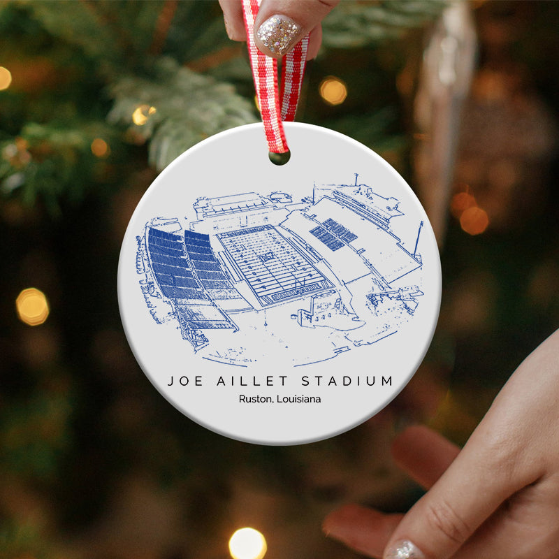 Joe Aillet Stadium - Louisiana Tech Bulldogs football,College Football Ceramic Christmas Ornament