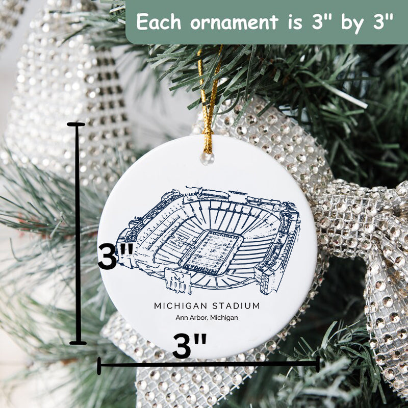 Michigan Stadium - Michigan Wolverines football, College Football Ceramic Christmas Ornament
