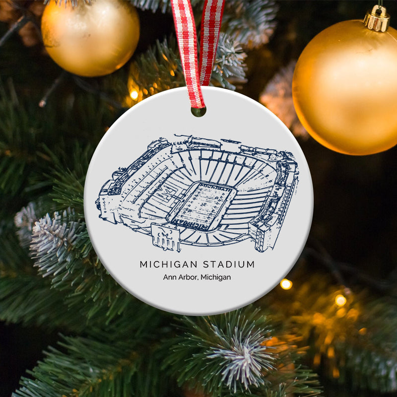 Michigan Stadium - Michigan Wolverines football, College Football Ceramic Christmas Ornament