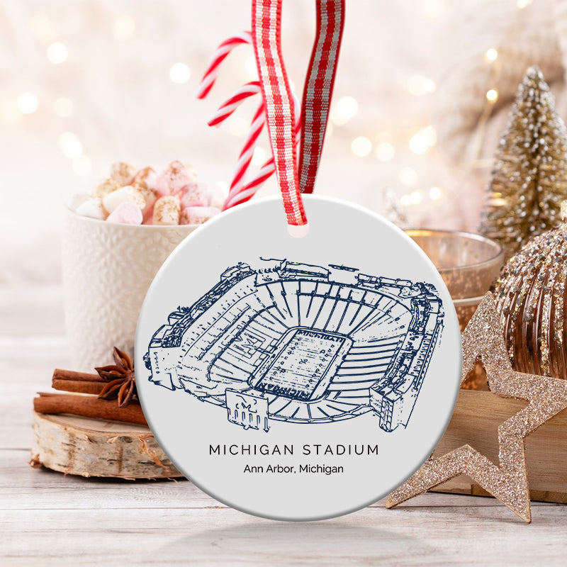 Michigan Stadium - Michigan Wolverines football, College Football Ceramic Christmas Ornament