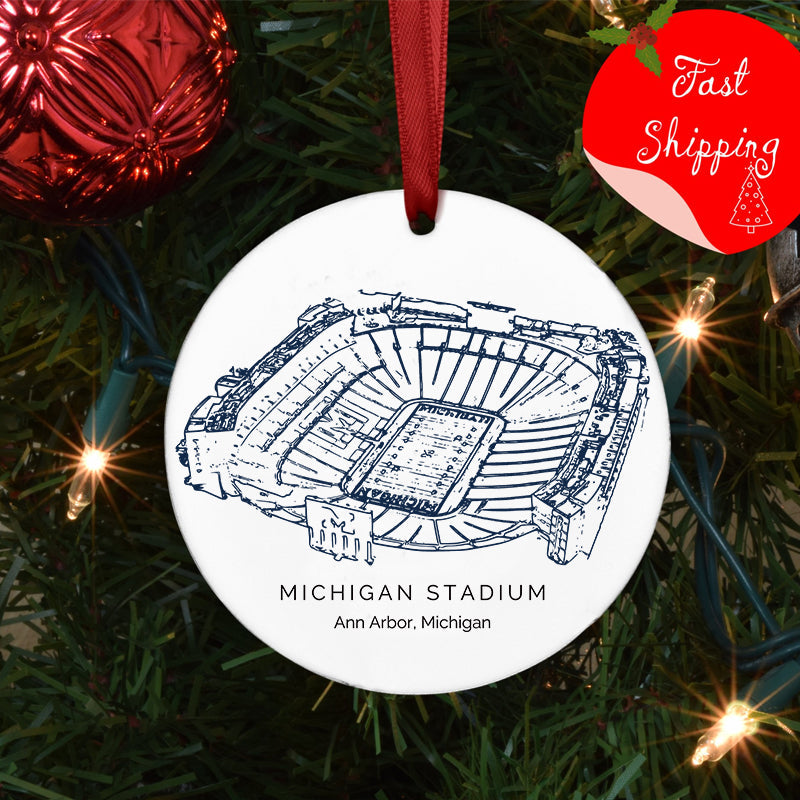 Michigan Stadium - Michigan Wolverines football, College Football Ceramic Christmas Ornament