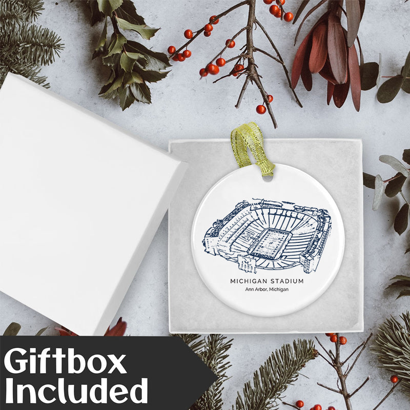 Michigan Stadium - Michigan Wolverines football, College Football Ceramic Christmas Ornament