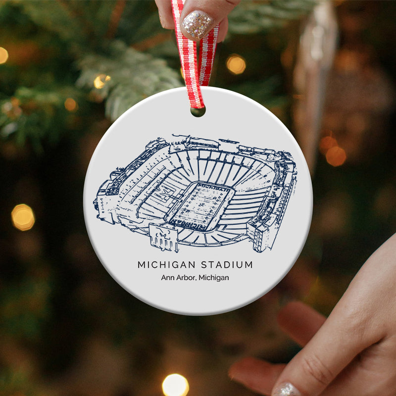 Michigan Stadium - Michigan Wolverines football, College Football Ceramic Christmas Ornament