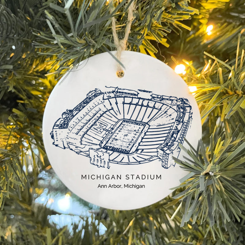 Michigan Stadium - Michigan Wolverines football, College Football Ceramic Christmas Ornament