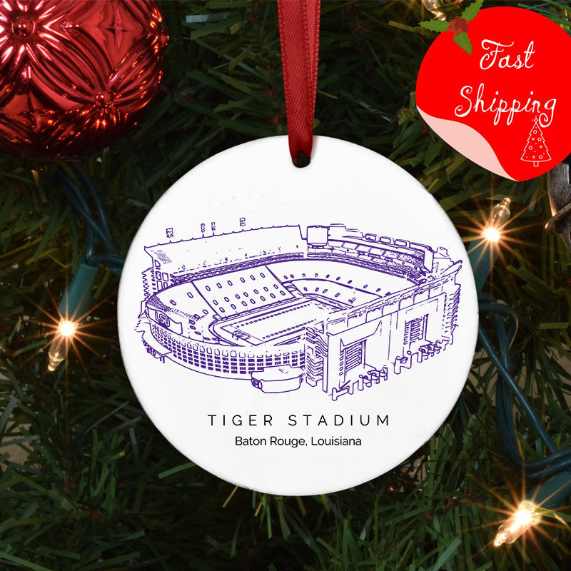 Tiger Stadium (LSU) - LSU Tigers football, College Football Ceramic Christmas Ornament