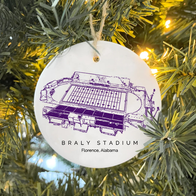 Braly Stadium - North Alabama Lions football,College Football Ceramic Christmas Ornament