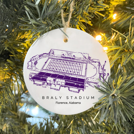 Braly Stadium - North Alabama Lions football,College Football Ceramic Christmas Ornament