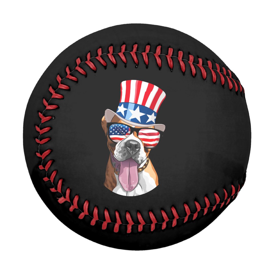 Boxer Dog USA Flag Hat Glasses 4th of July Baseball
