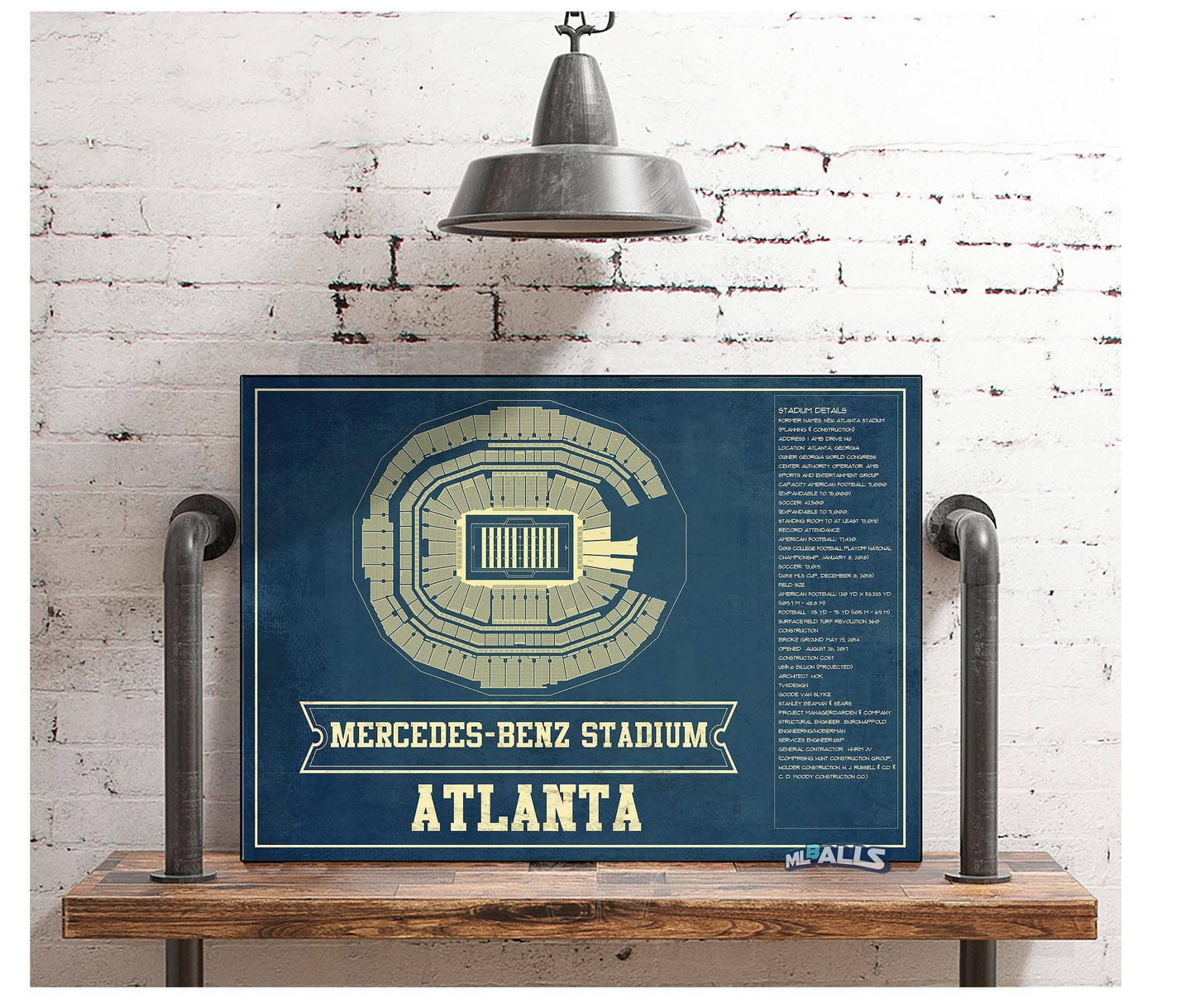 Atlanta Falcons - Mercedes-Benz Stadium - Vintage Football Print