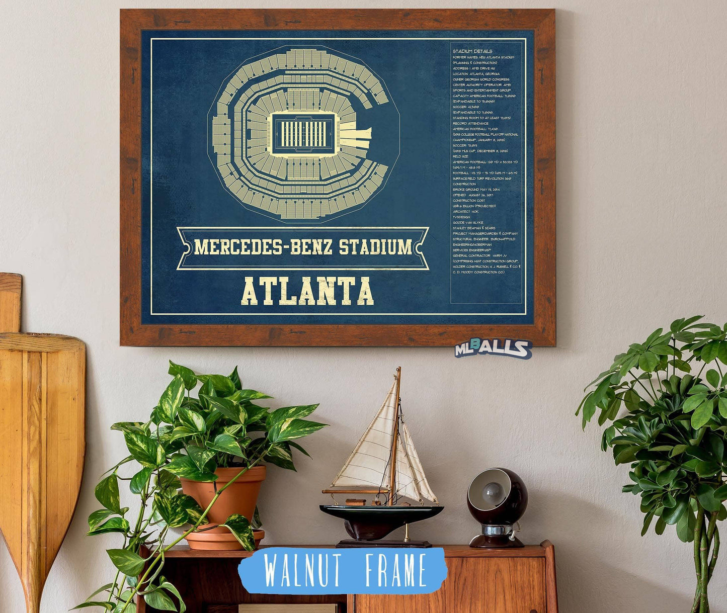 Atlanta Falcons - Mercedes-Benz Stadium - Vintage Football Print