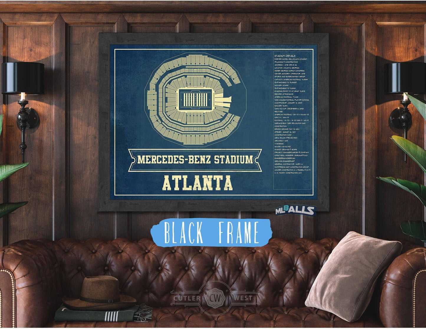Atlanta Falcons - Mercedes-Benz Stadium - Vintage Football Print