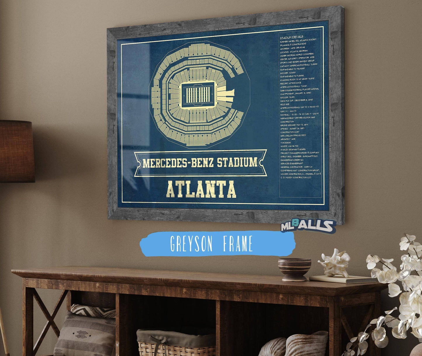 Atlanta Falcons - Mercedes-Benz Stadium - Vintage Football Print