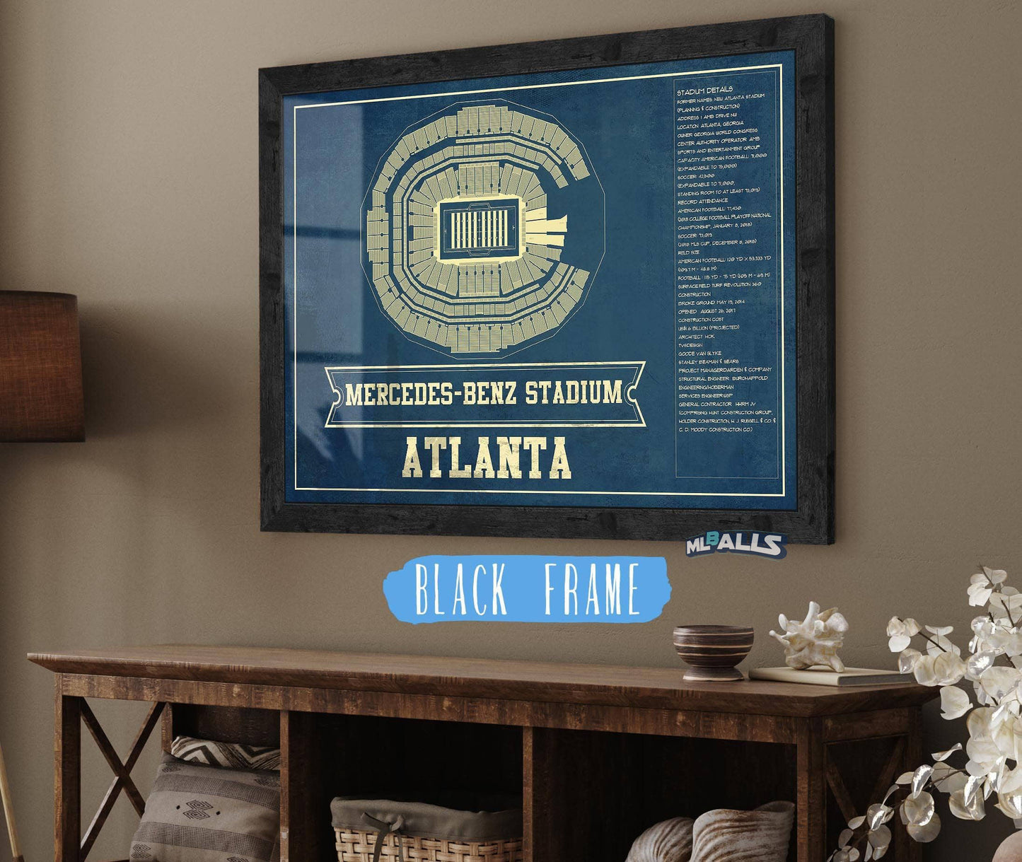 Atlanta Falcons - Mercedes-Benz Stadium - Vintage Football Print