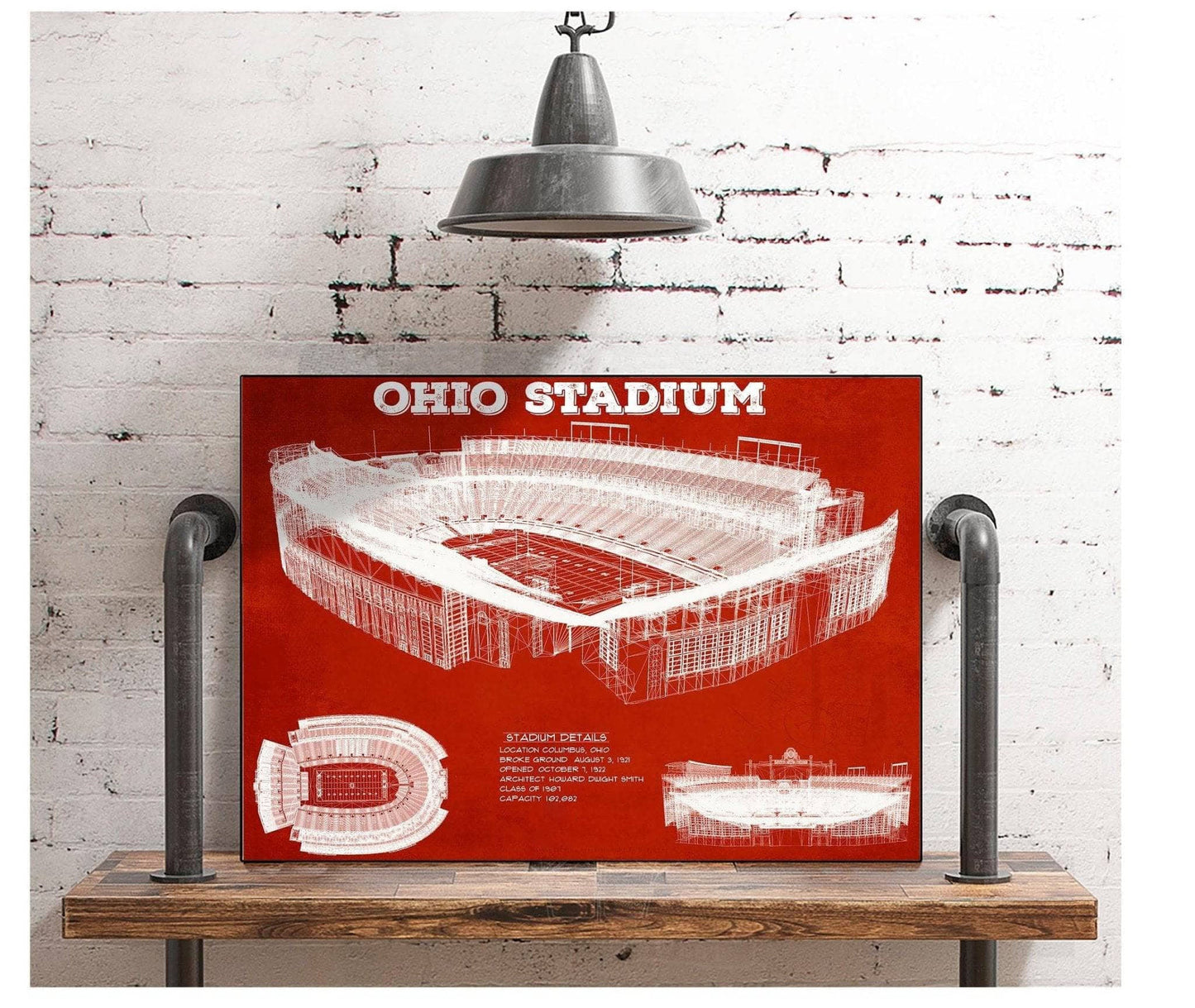 Ohio State Buckeyes Art - Ohio Stadium Vintage Stadium Blueprint Art Print