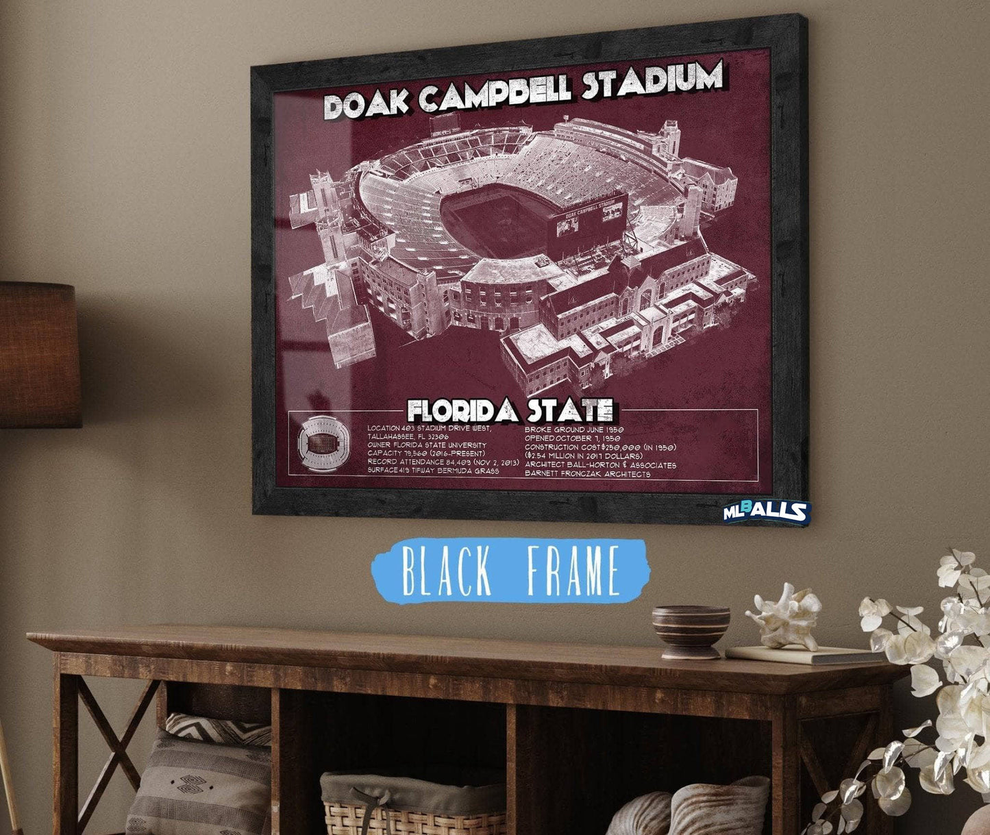 Florida State Seminoles - Doak Campbell Stadium Vintage FSU College Football Art Print
