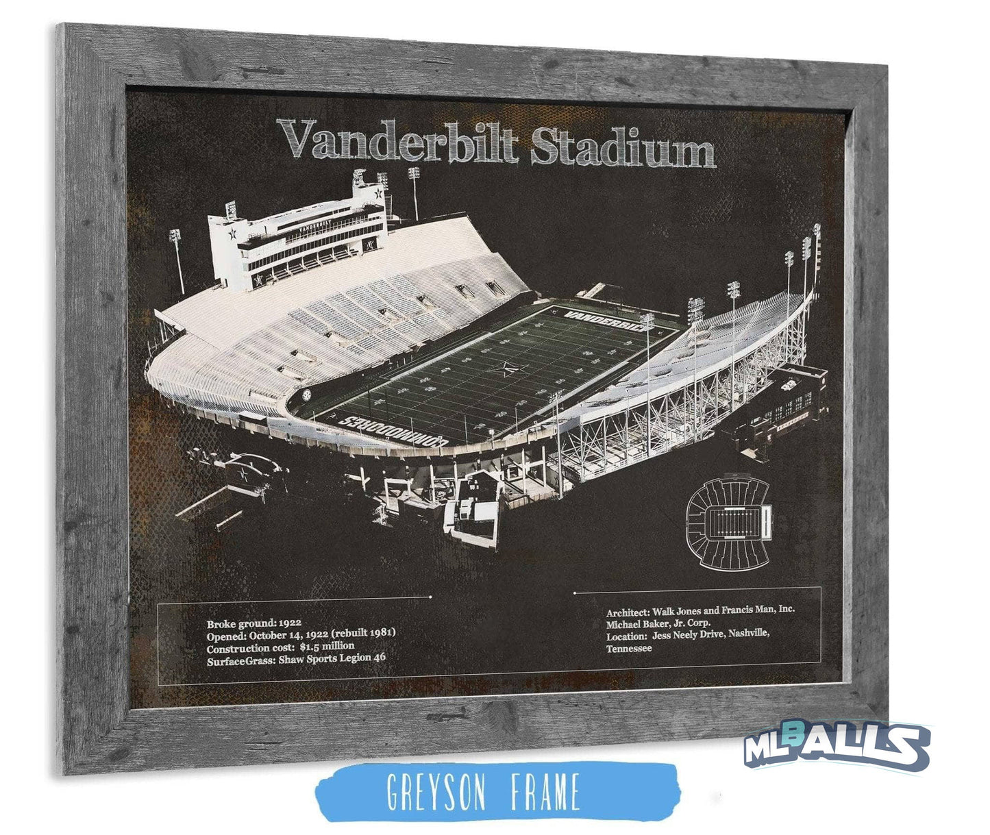 Vanderbilt Commodores Football Art - Vanderbilt Stadium Wall Art