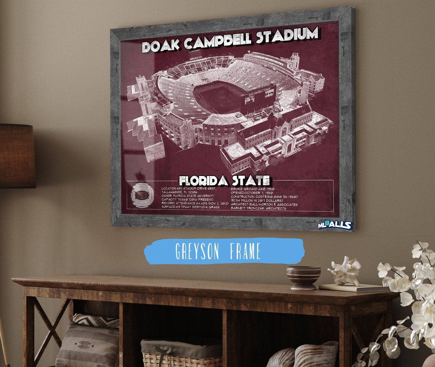 Florida State Seminoles - Doak Campbell Stadium Vintage FSU College Football Art Print