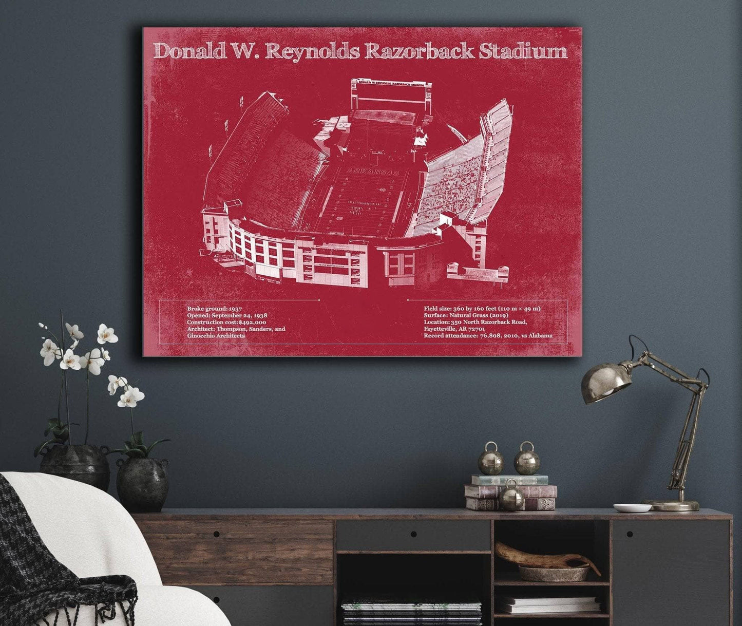 Donald W. Reynolds Razorback Stadium Art - Arkansas Razorbacks Football Art