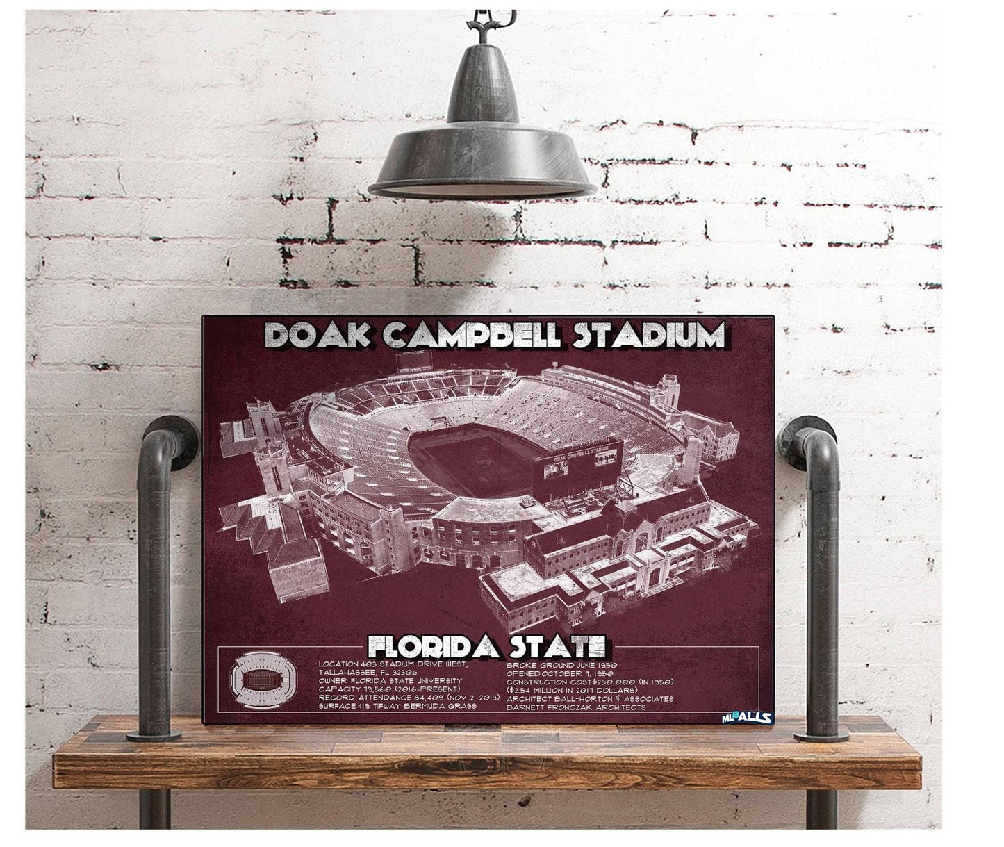 Florida State Seminoles - Doak Campbell Stadium Vintage FSU College Football Art Print