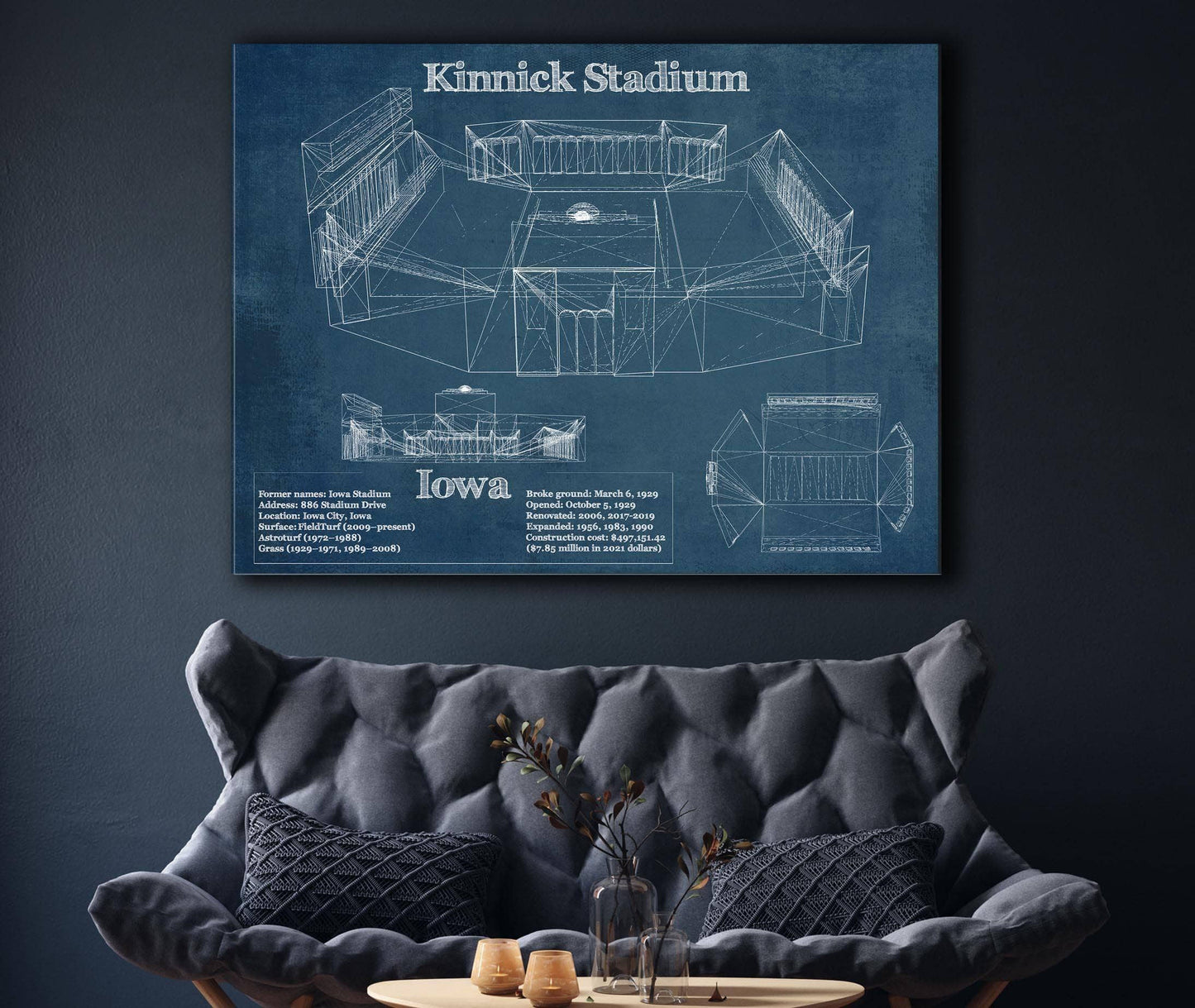 Iowa Hawkeyes football Kinnick Stadium Blueprint Art Print