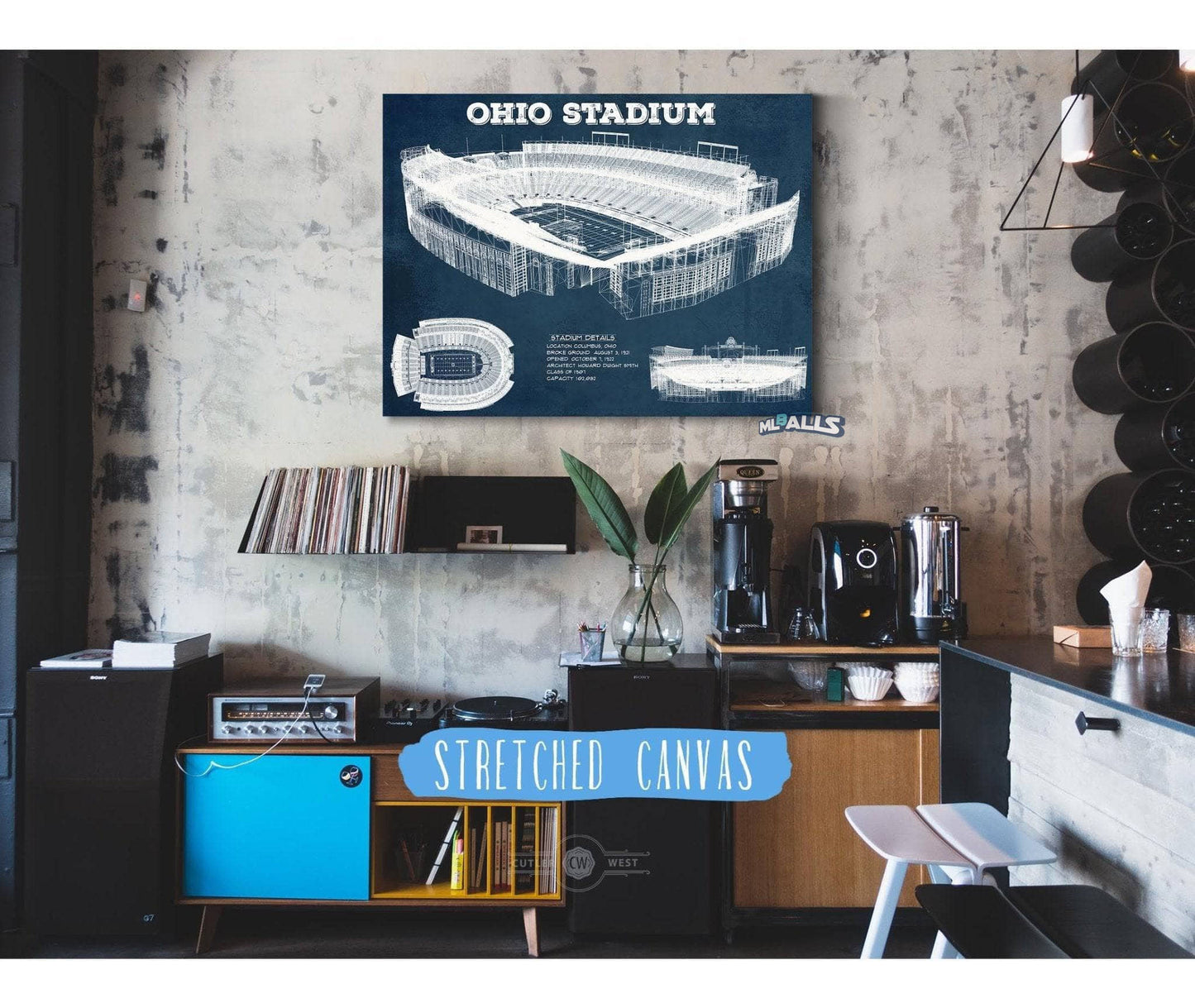 Ohio State Buckeyes Art - Ohio Stadium Vintage Stadium Blueprint Art Print