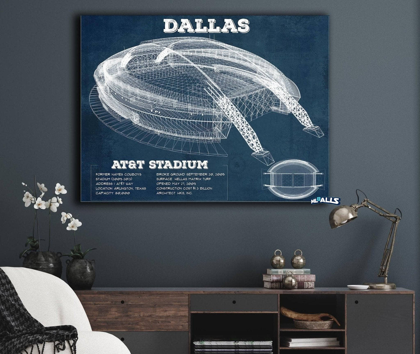 Dallas Cowboys - AT&T Stadium - Vintage Football Print