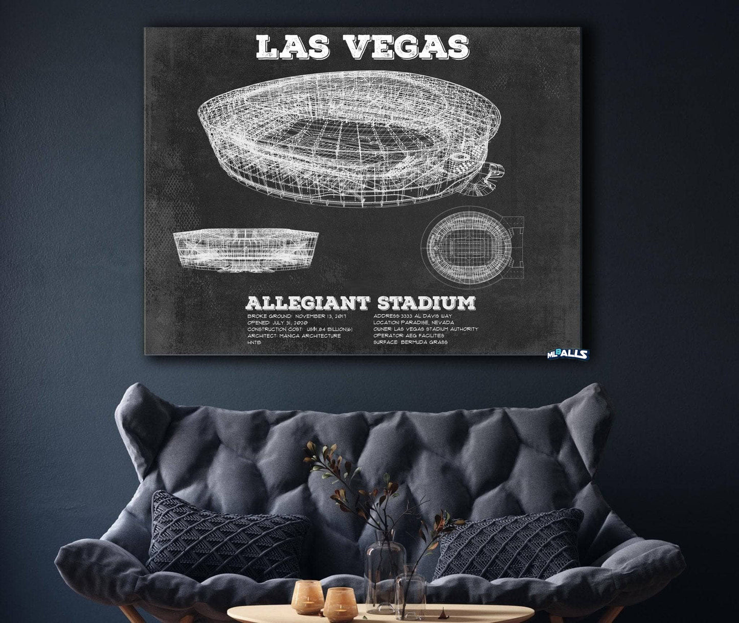 Las Vegas Raiders Allegiant Stadium Vintage Football Print