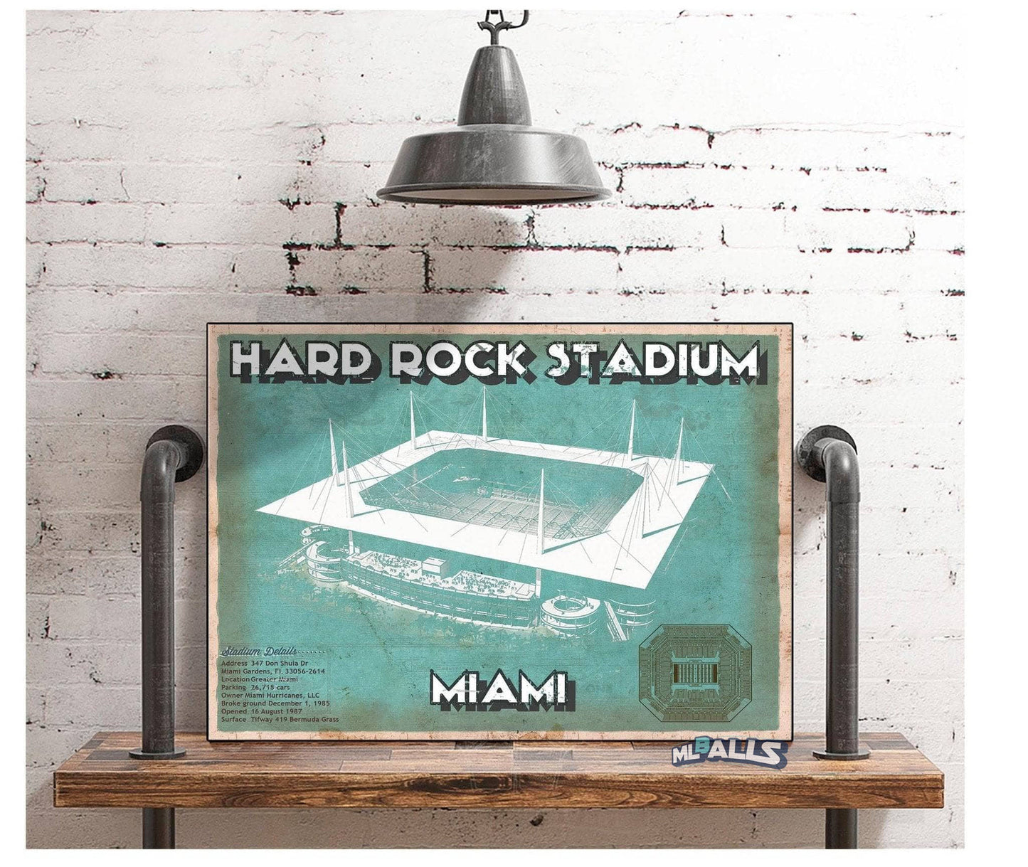 Miami Dolphins Hard Rock Stadium - Vintage Football Print