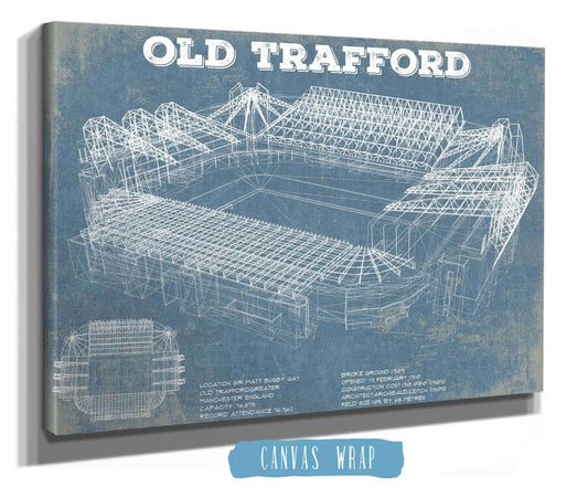 Manchester United F.C. - Old Trafford Stadium Blueprint Vintage Soccer Print