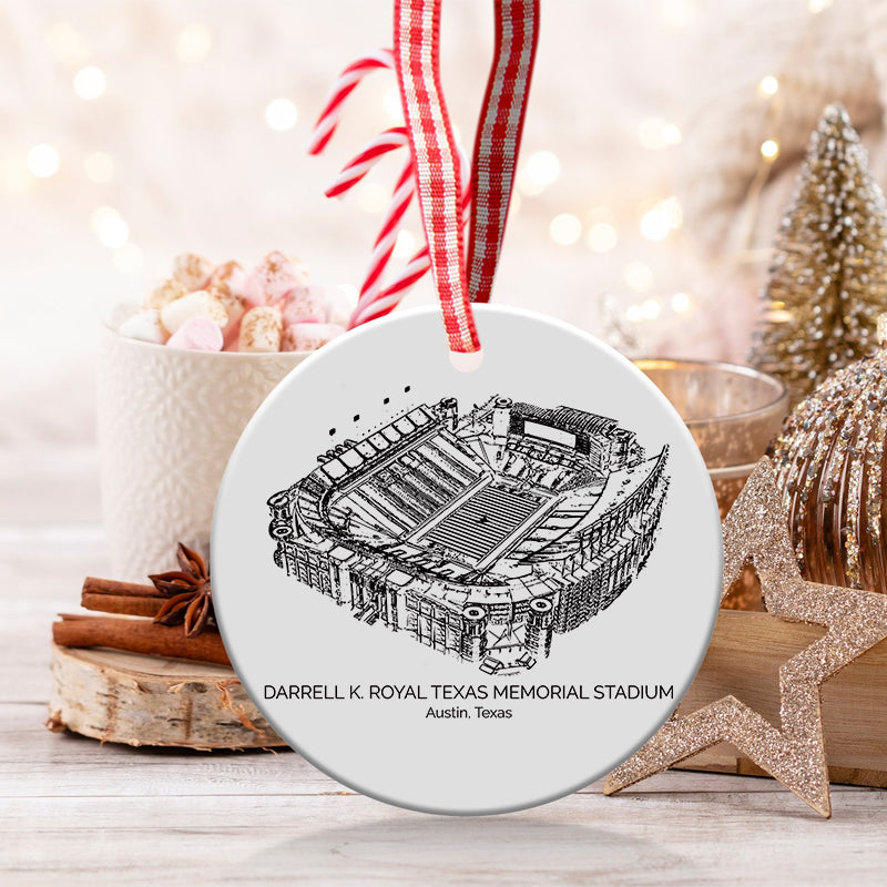 Darrell K Royal–Texas Memorial Stadium - Texas Longhorns football,College Football Ceramic Christmas Ornament
