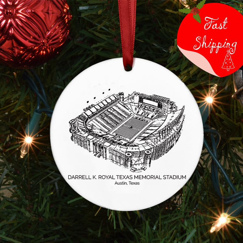 Darrell K Royal–Texas Memorial Stadium - Texas Longhorns football,College Football Ceramic Christmas Ornament