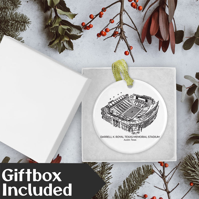 Darrell K Royal–Texas Memorial Stadium - Texas Longhorns football,College Football Ceramic Christmas Ornament