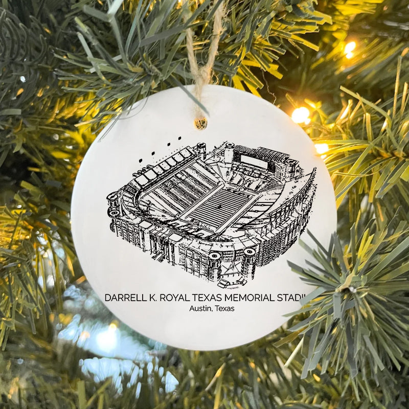 Darrell K Royal–Texas Memorial Stadium - Texas Longhorns football,College Football Ceramic Christmas Ornament