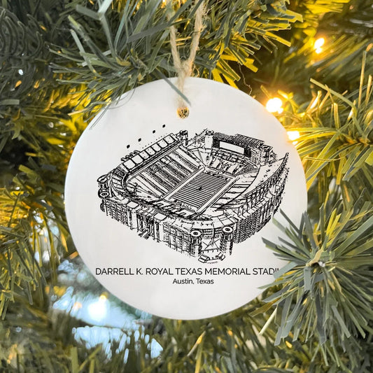 Darrell K Royal–Texas Memorial Stadium - Texas Longhorns football,College Football Ceramic Christmas Ornament