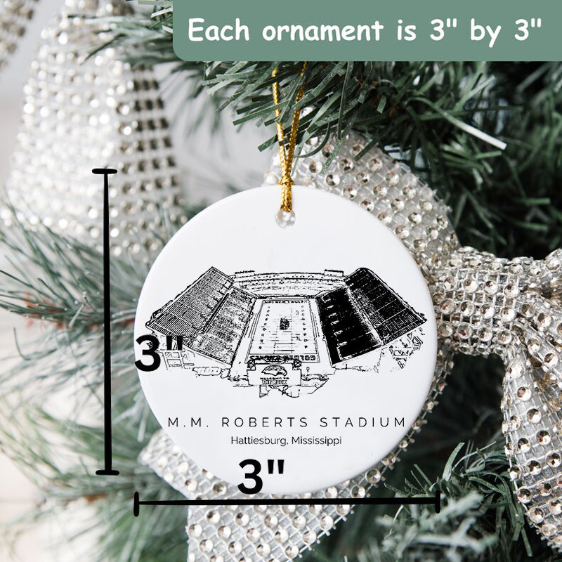 M. M. Roberts Stadium - Southern Miss Golden Eagles football,College Football Ceramic Christmas Ornament