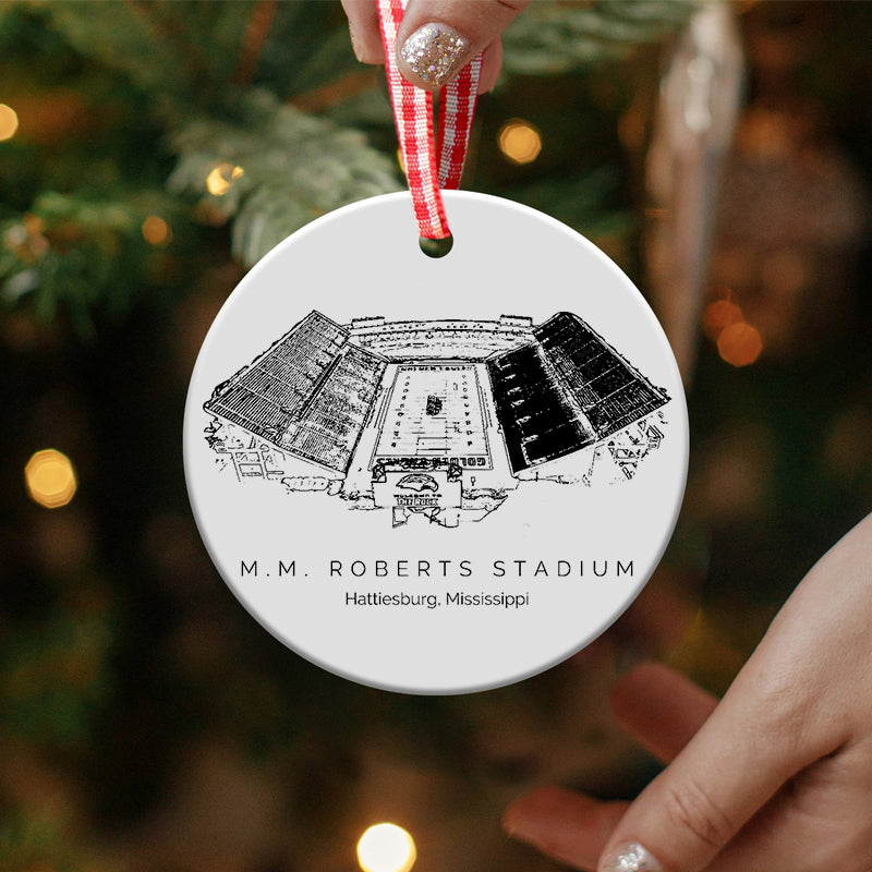 M. M. Roberts Stadium - Southern Miss Golden Eagles football,College Football Ceramic Christmas Ornament