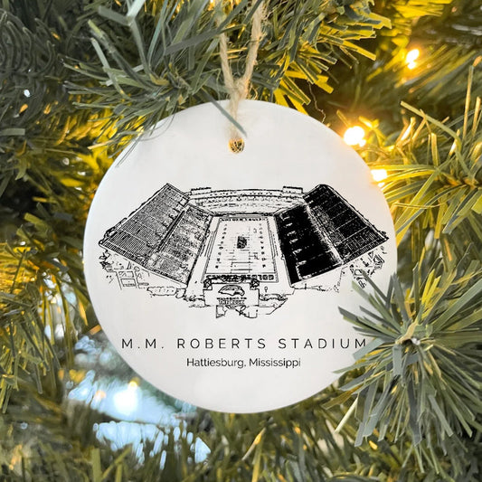 M. M. Roberts Stadium - Southern Miss Golden Eagles football,College Football Ceramic Christmas Ornament