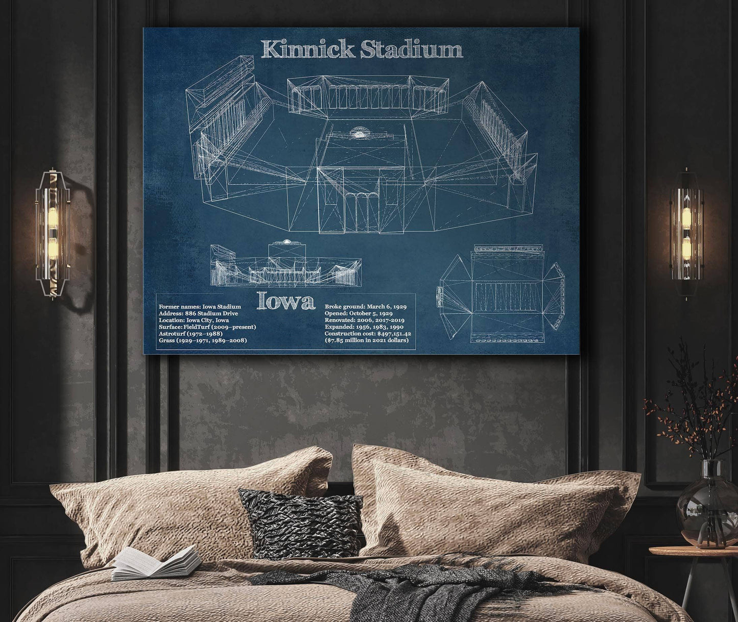 Iowa Hawkeyes football Kinnick Stadium Blueprint Art Print