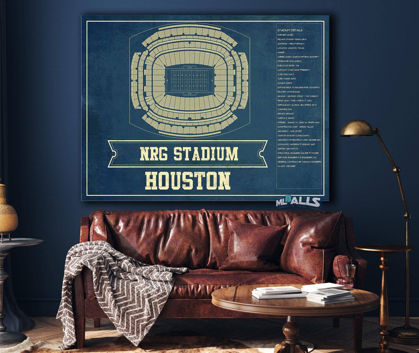 Houston Texans NRG Stadium Seating Chart - Vintage Football Print
