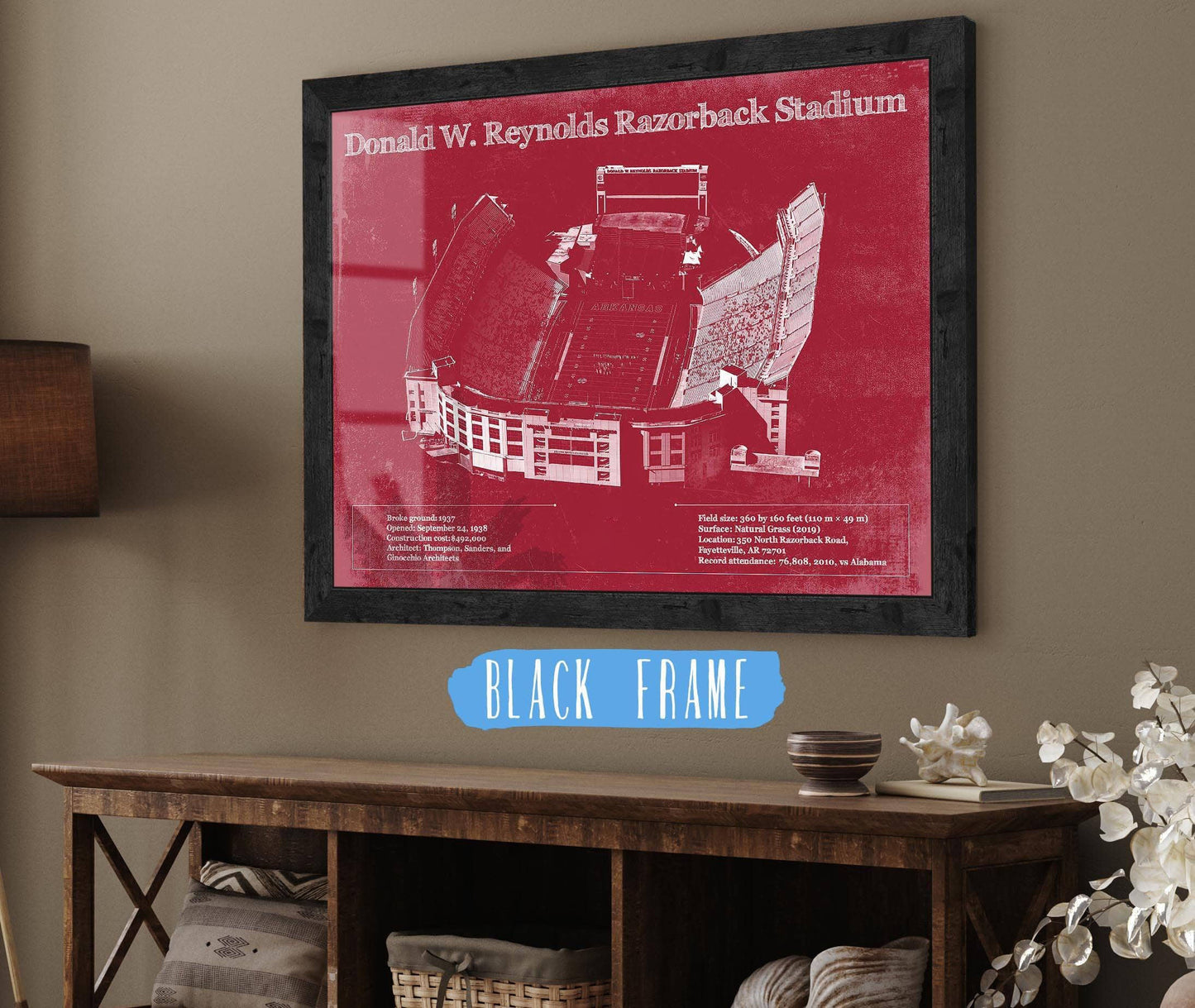 Donald W. Reynolds Razorback Stadium Art - Arkansas Razorbacks Football Art