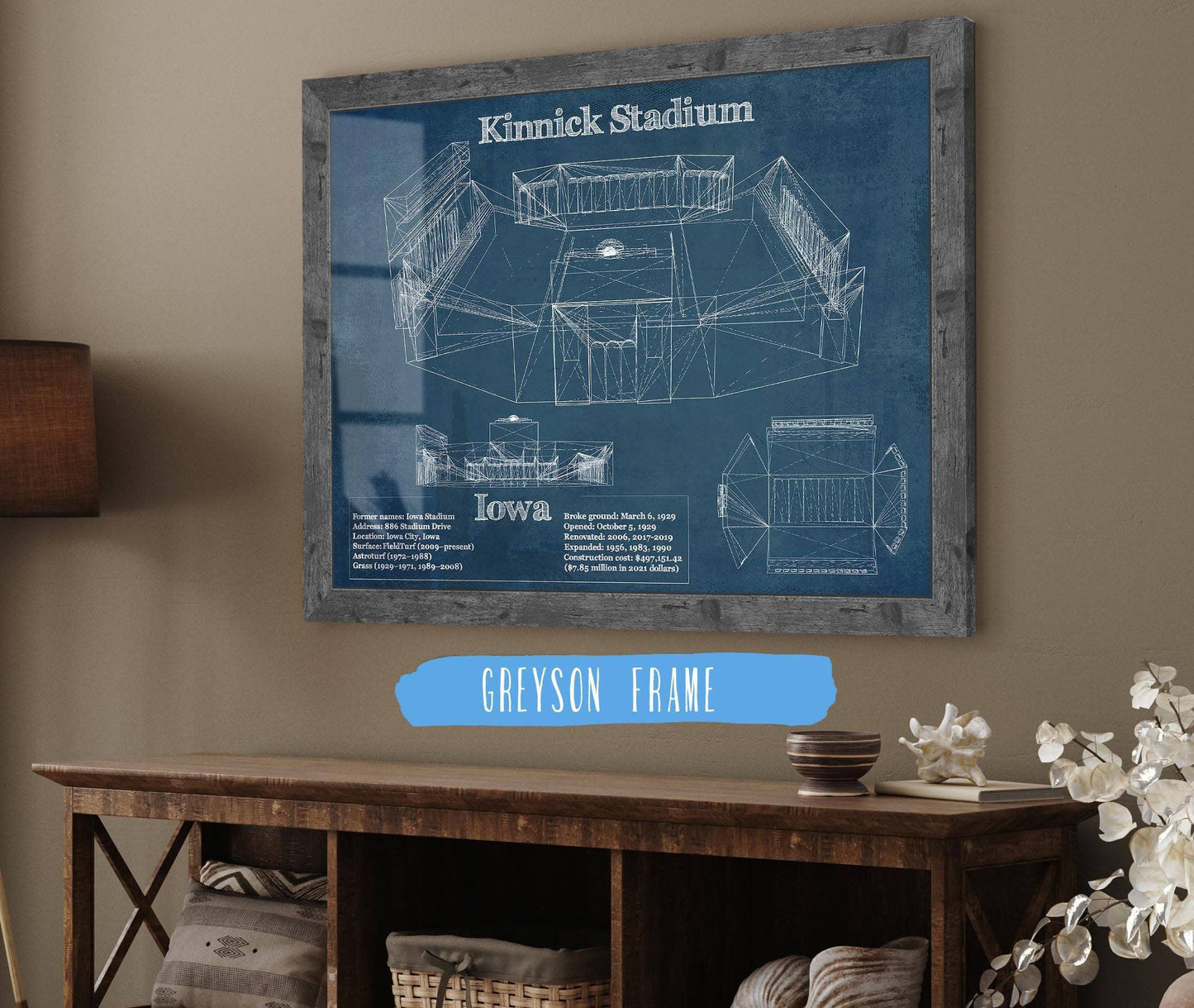 Iowa Hawkeyes football Kinnick Stadium Blueprint Art Print