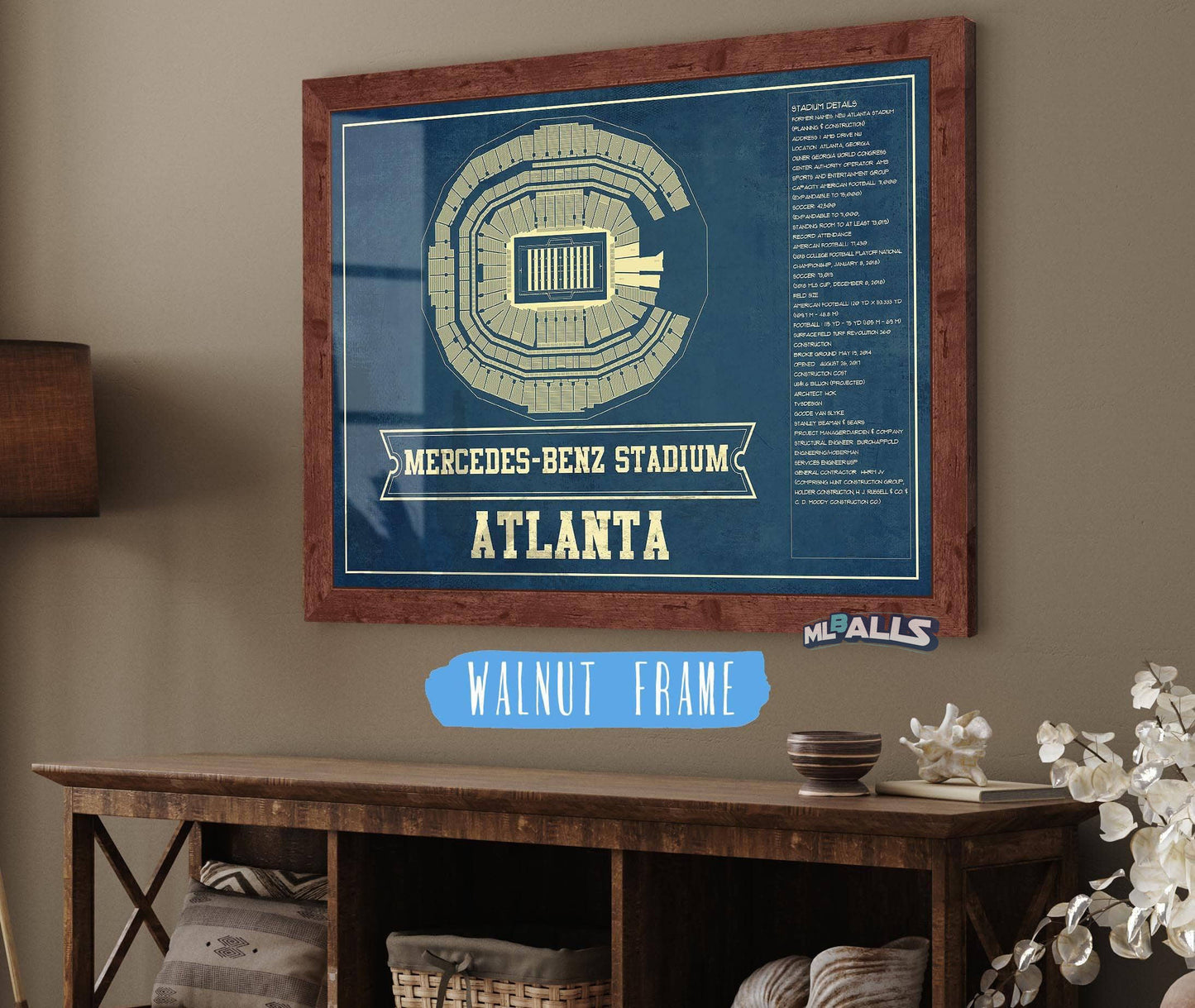 Atlanta Falcons - Mercedes-Benz Stadium - Vintage Football Print