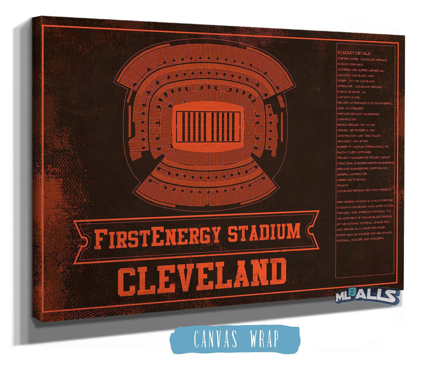 Cleveland Browns FirstEnergy Stadium - Vintage Football Art Print