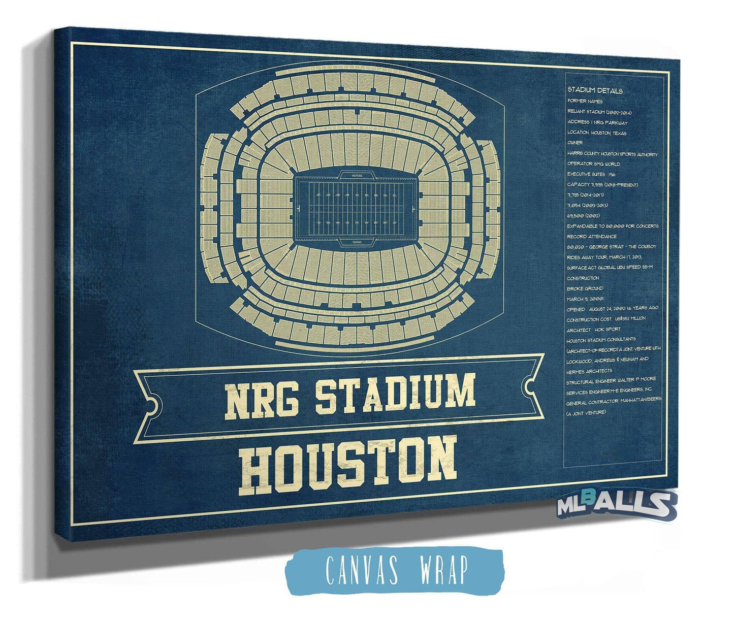 Houston Texans NRG Stadium Seating Chart - Vintage Football Print