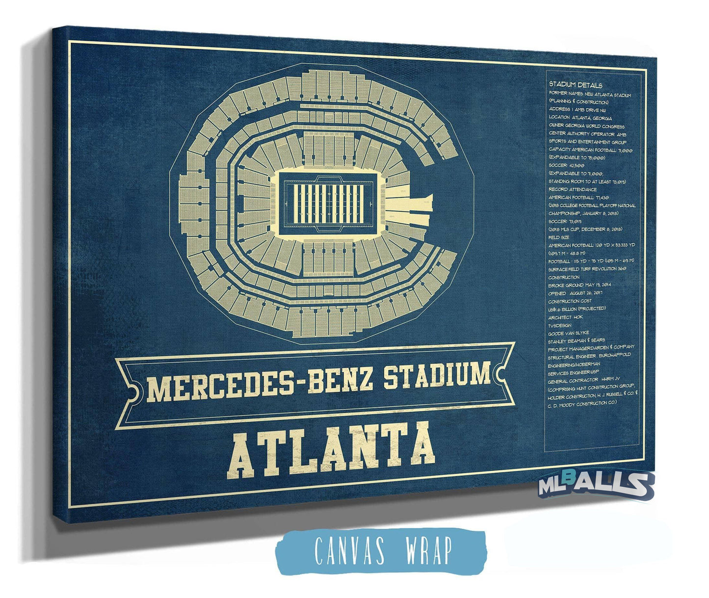 Atlanta Falcons - Mercedes-Benz Stadium - Vintage Football Print