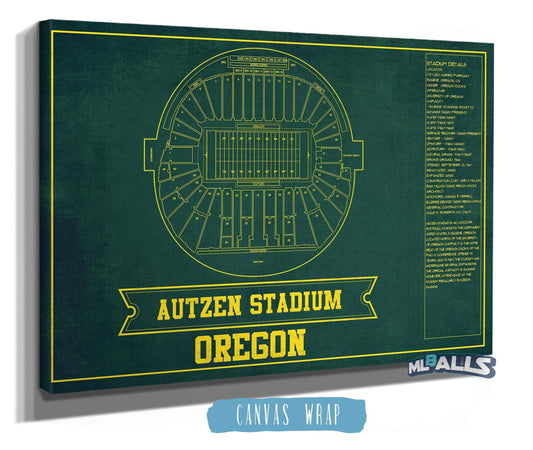 Autzen Stadium Blueprint Team Color Art Chart - Oregon Ducks Football Fan Print