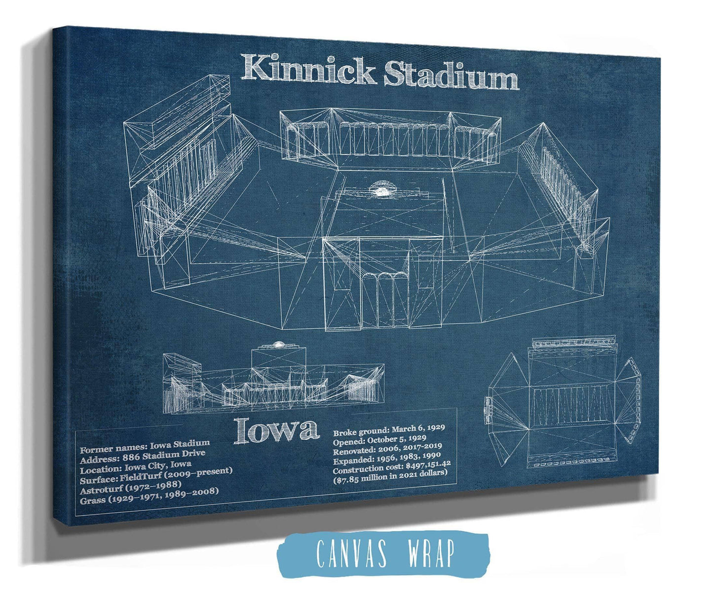 Iowa Hawkeyes football Kinnick Stadium Blueprint Art Print